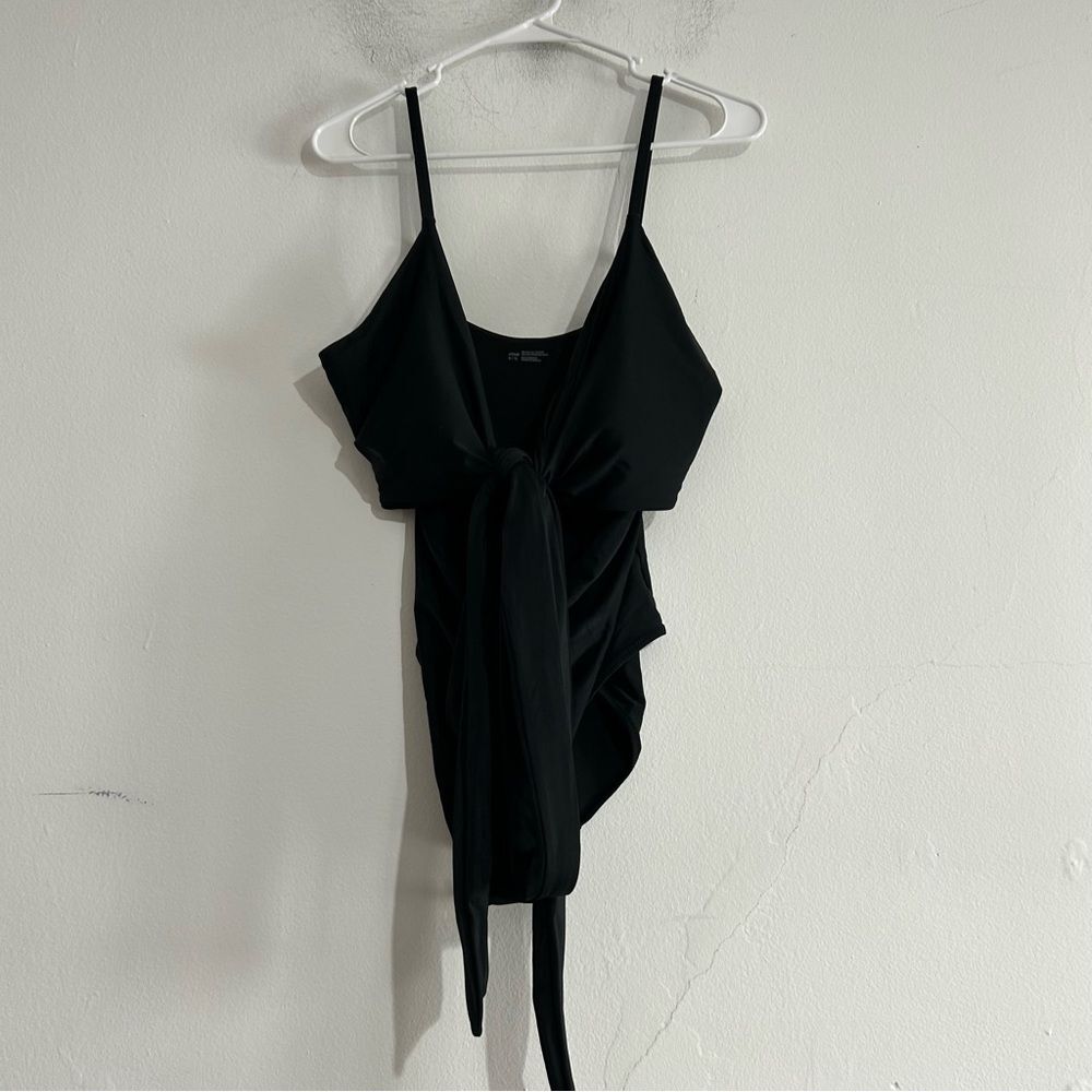 Aerie Black Tie Front Full Coverage One Piece Swimsuit XL New Beach Vacation